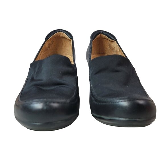 Naturalizer Quebec Loafer Shoes Black 9.5M Comfy Block Heel Leather Slip On - Picture 5 of 15